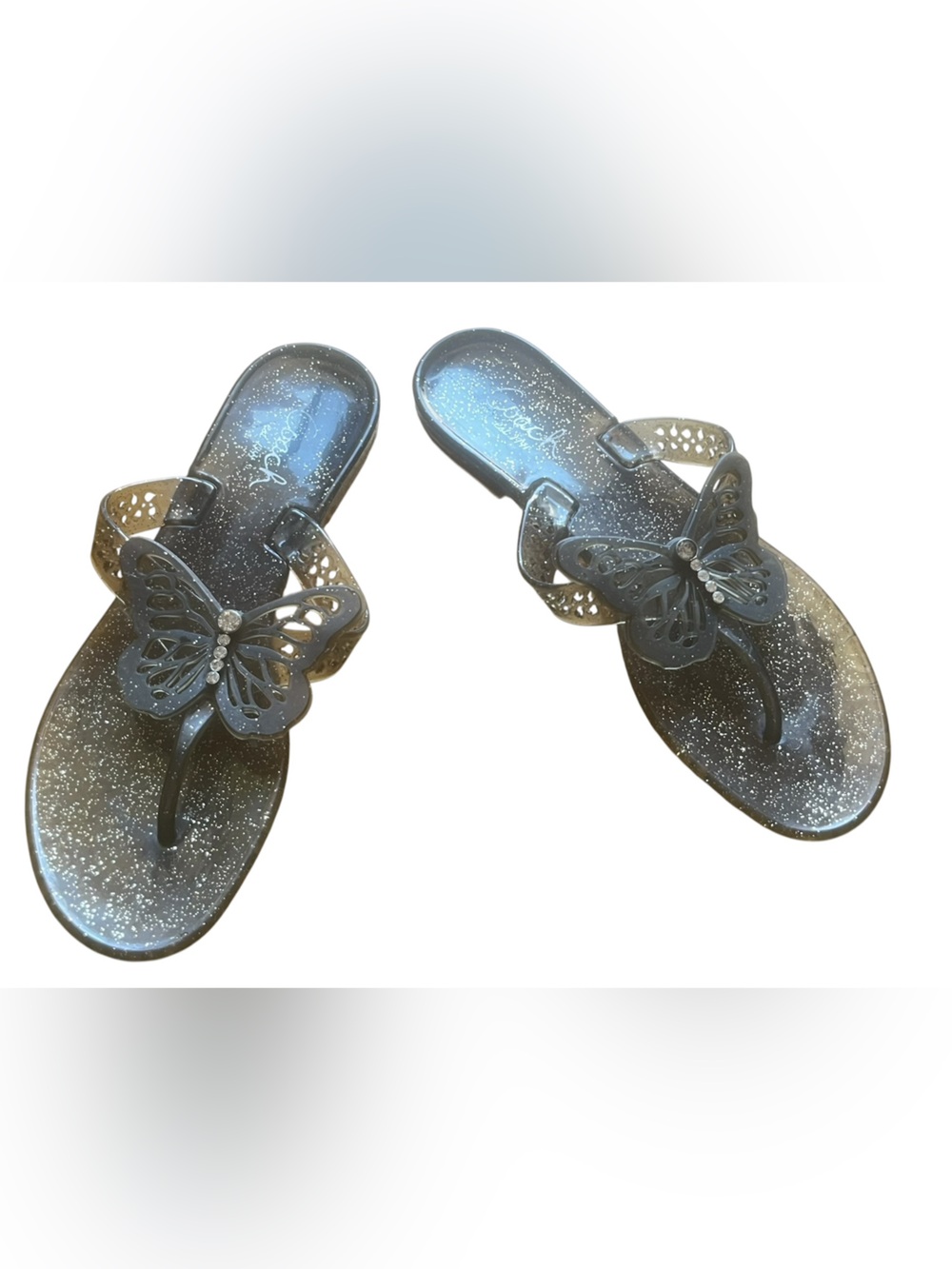 Coach Glitter Butterfly Jelly Sandals - Black